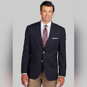 Jos A Bank‎ Blazer Mens 46R Wool Navy Blue Suit Jacket Sport Coat